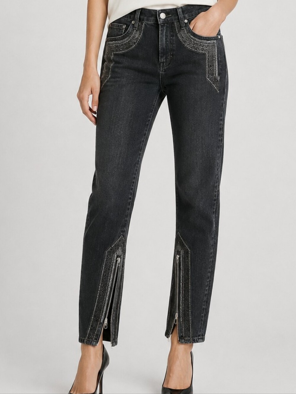 Mother The Looker Inside Zip Black Jeans The Black Sheep And The Princess